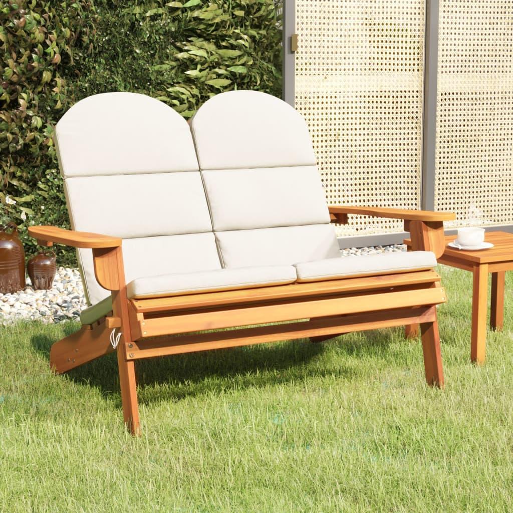 Adirondack Patio Bench with Cushions 49.6" Solid Wood Acacia at Set Shop and Smile
