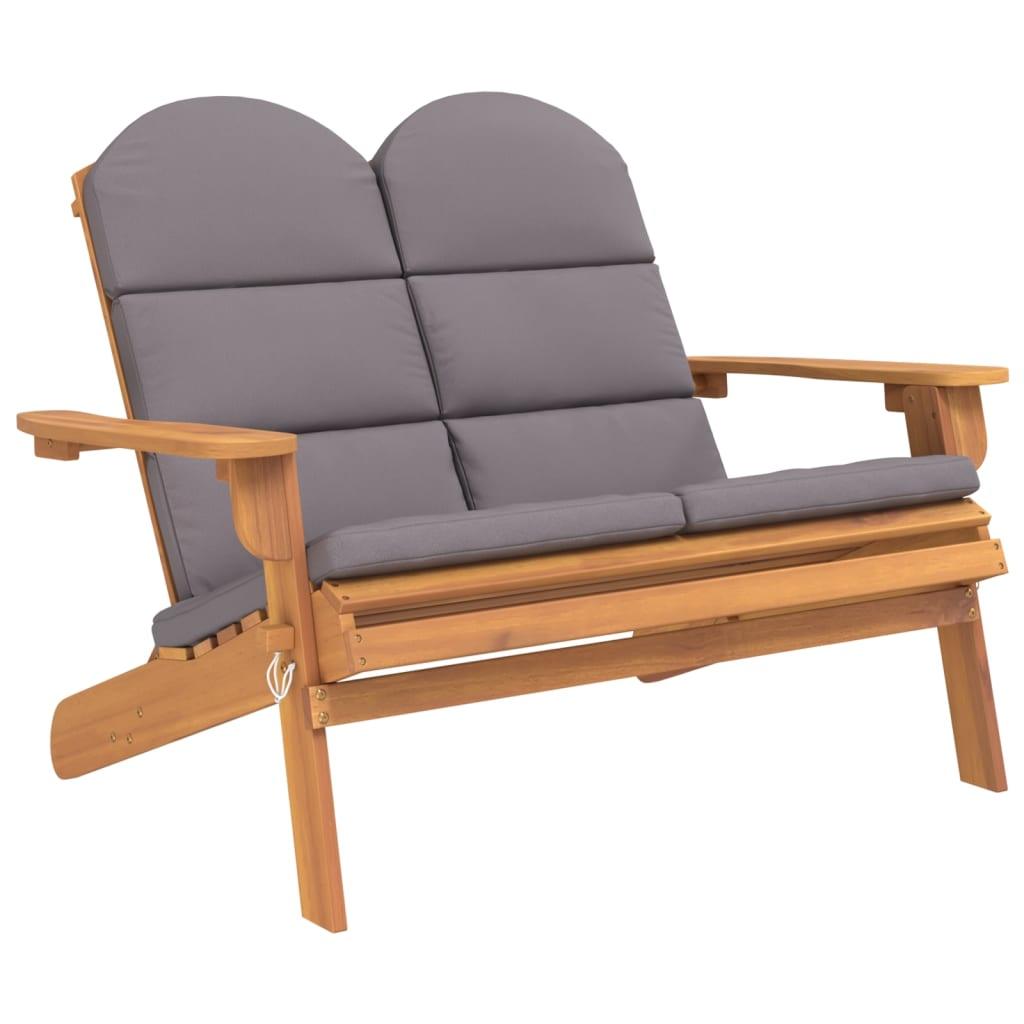 Adirondack Patio Bench with Cushions 49.6" Solid Wood Acacia at Set Shop and Smile
