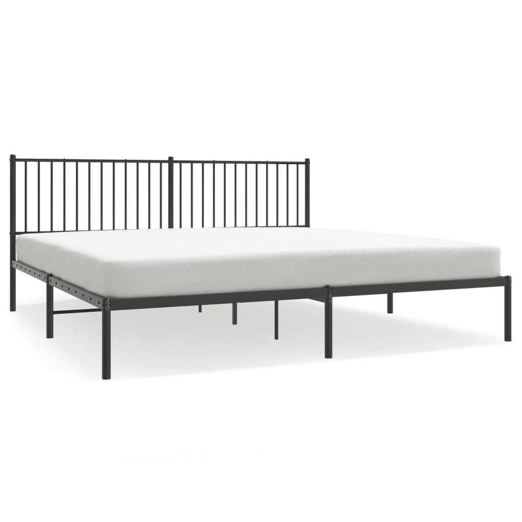 Metal Bed Frame with Headboard Black 76"x79.9" at Set Shop and Smile