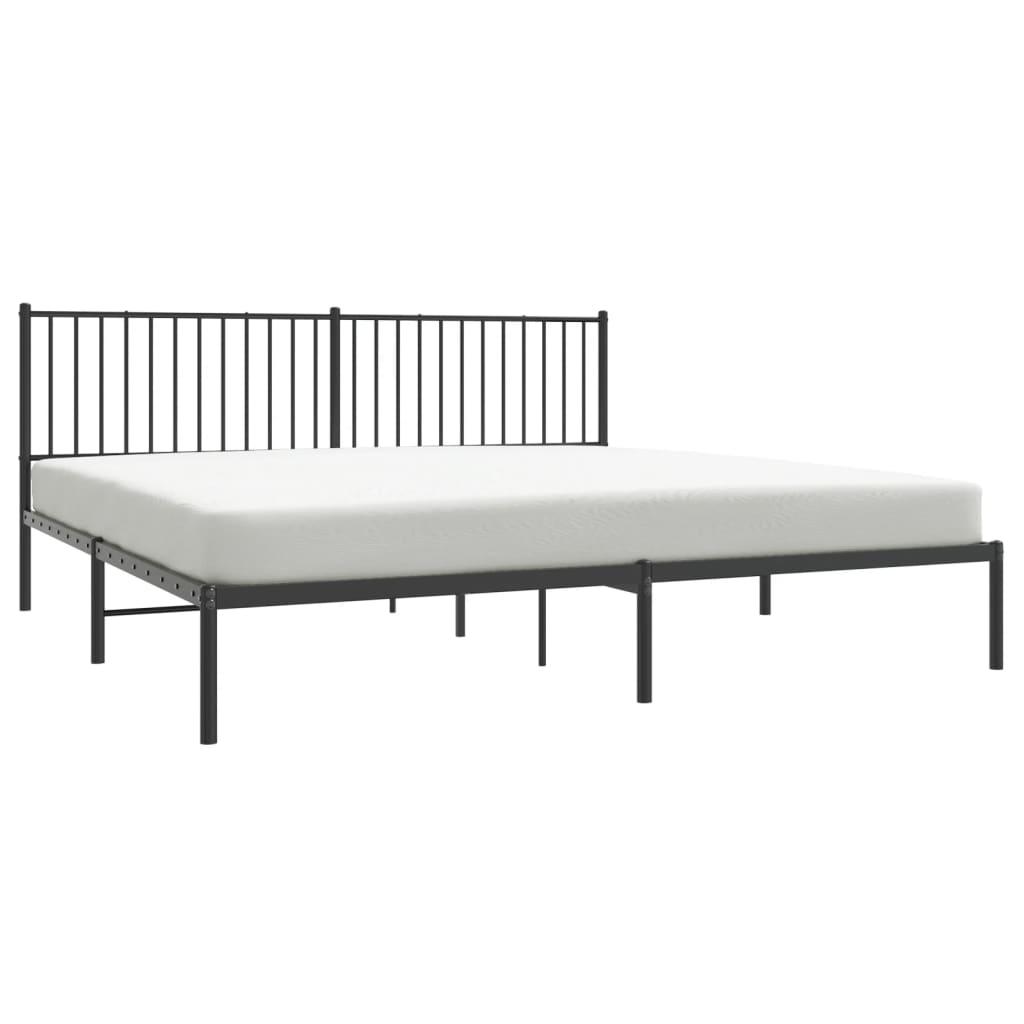 Metal Bed Frame with Headboard Black 76"x79.9" at Set Shop and Smile