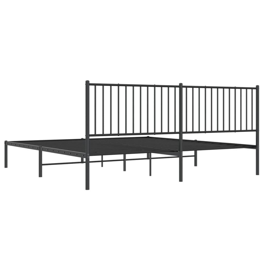 Metal Bed Frame with Headboard Black 76"x79.9" at Set Shop and Smile