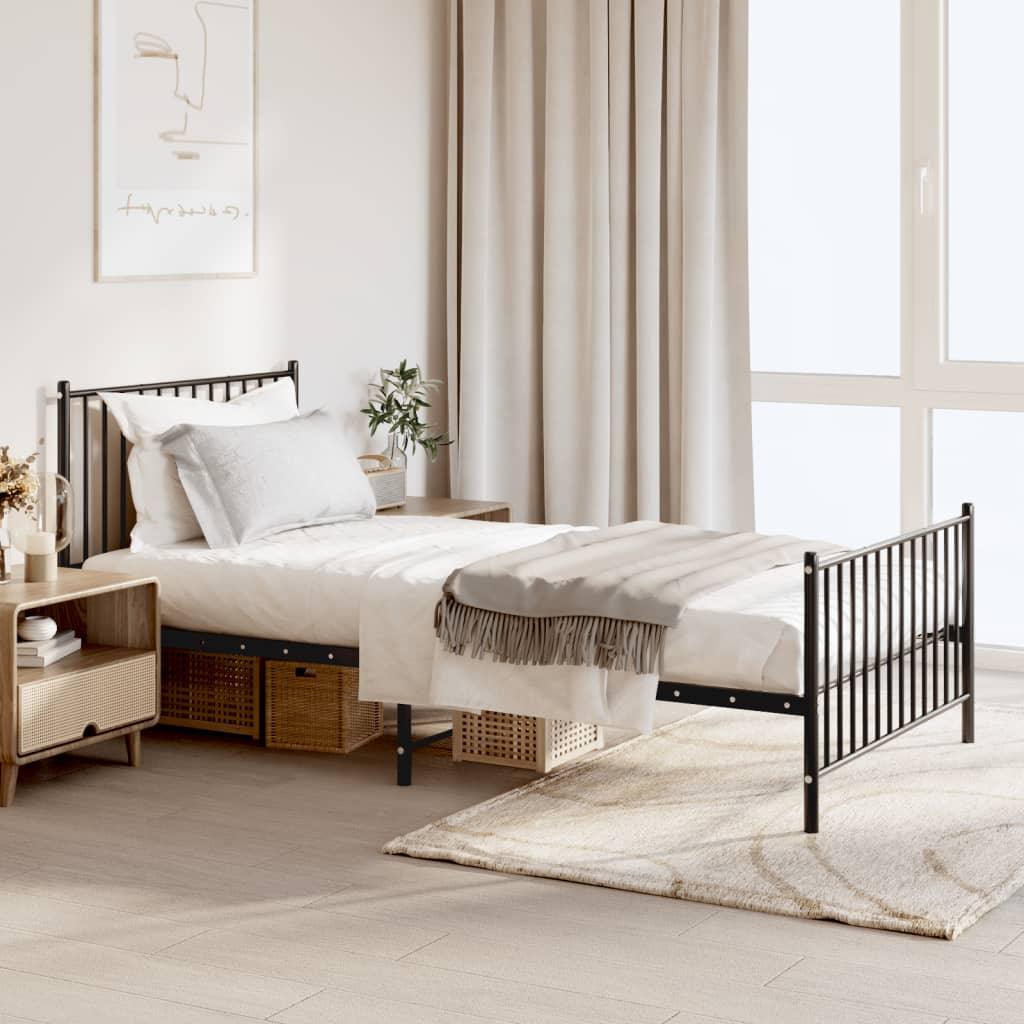 Metal Bed Frame with Headboard and Footboard Black 39.4"x78.7" at Set Shop and Smile