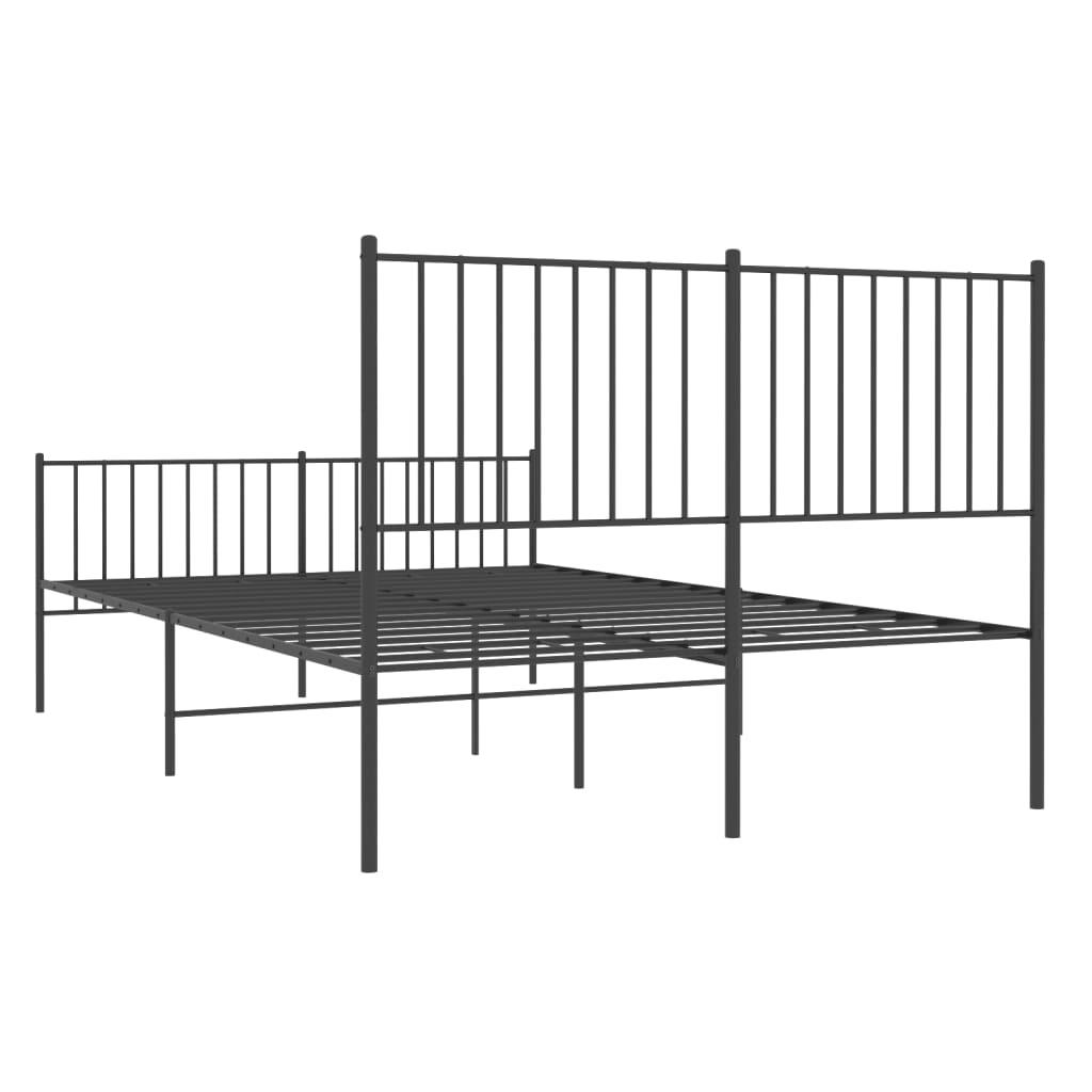 Metal Bed Frame with Headboard and Footboard Black 53.9"x74.8" at Set Shop and Smile