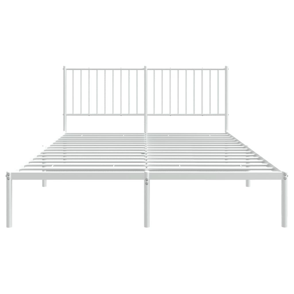 Metal Bed Frame with Headboard White 59.8"x78.7" at Set Shop and Smile