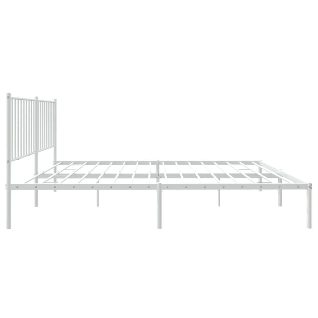 Metal Bed Frame with Headboard White 59.8"x78.7" at Set Shop and Smile