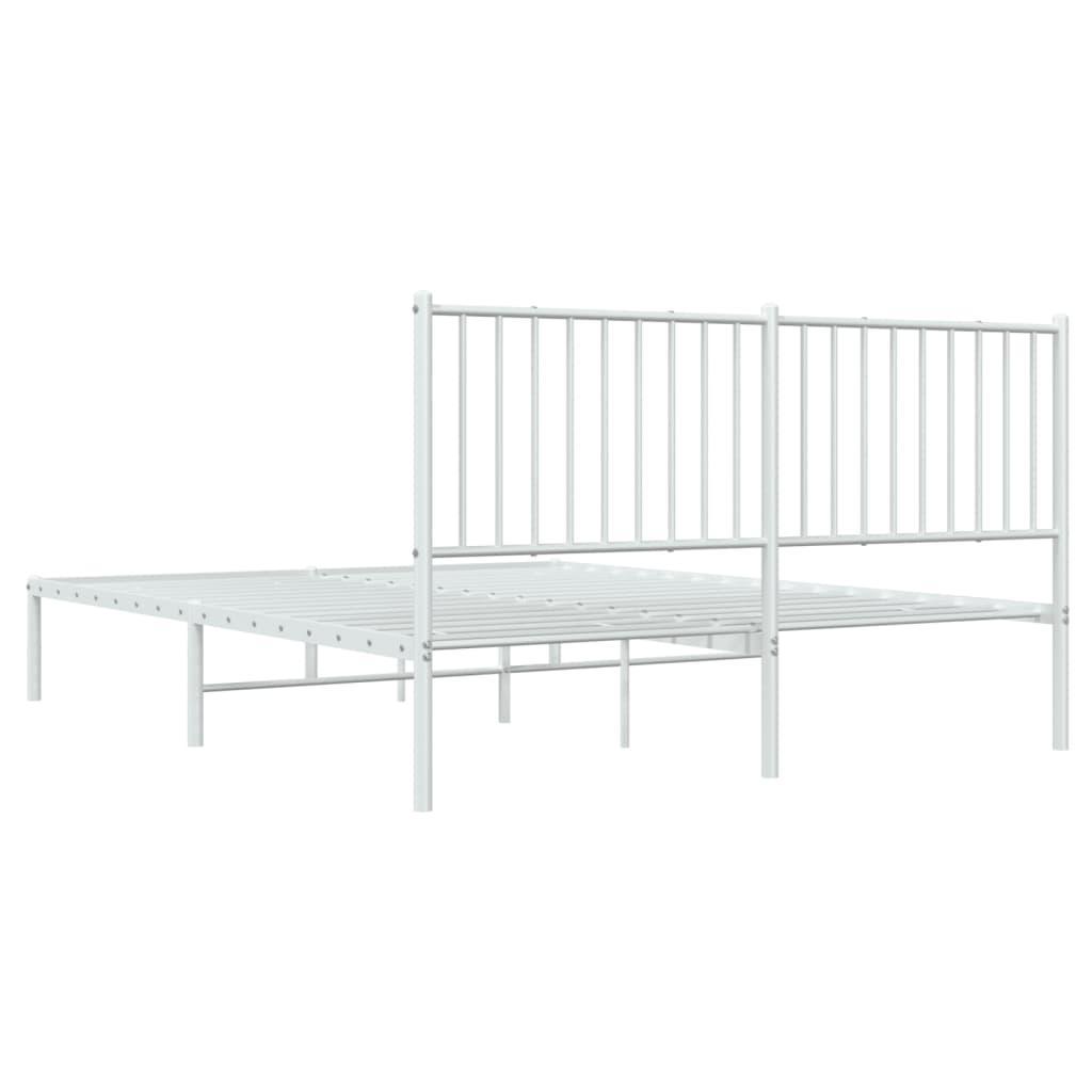 Metal Bed Frame with Headboard White 59.8"x78.7" at Set Shop and Smile