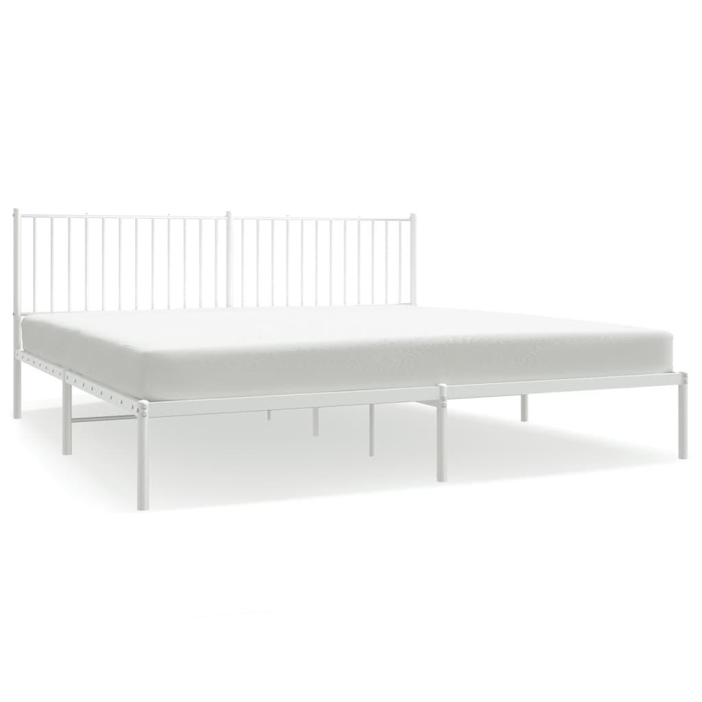 Metal Bed Frame with Headboard White 76"x79.9" at Set Shop and Smile