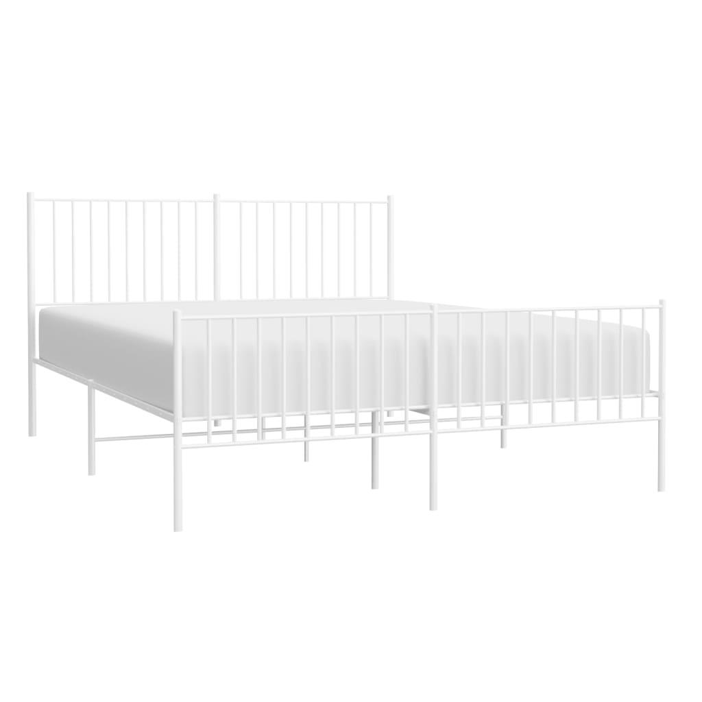 Metal Bed Frame with Headboard and Footboard White 59.8"x78.7" at Set Shop and Smile