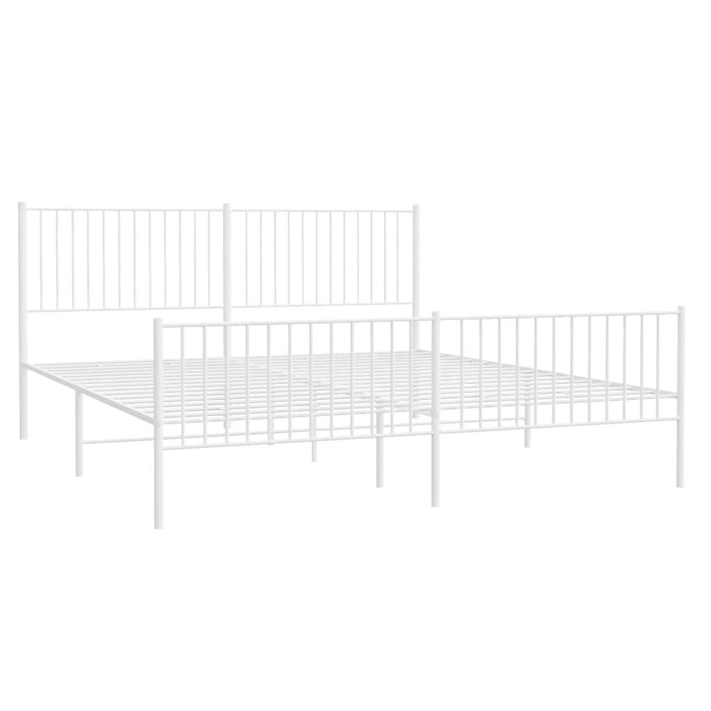 Metal Bed Frame with Headboard and Footboard White 76"x79.9" at Set Shop and Smile