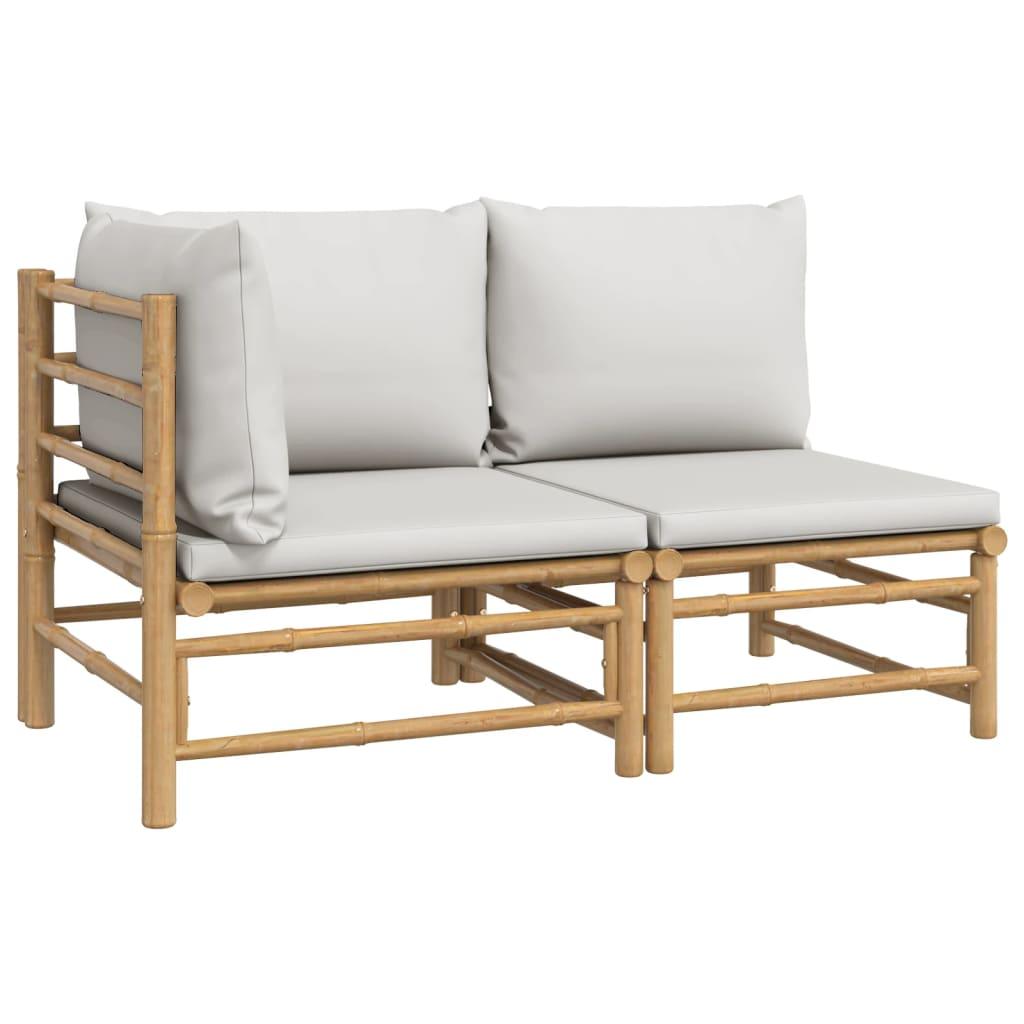 2 Piece Patio Lounge Set with Light Gray Cushions Bamboo at Set Shop and Smile