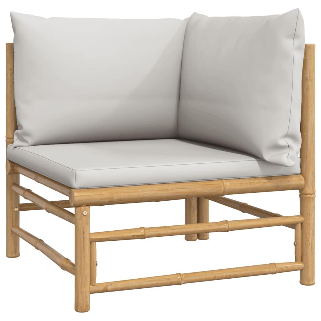 Patio Corner Sofa with Light Gray Cushions Bamboo at Set Shop and Smile