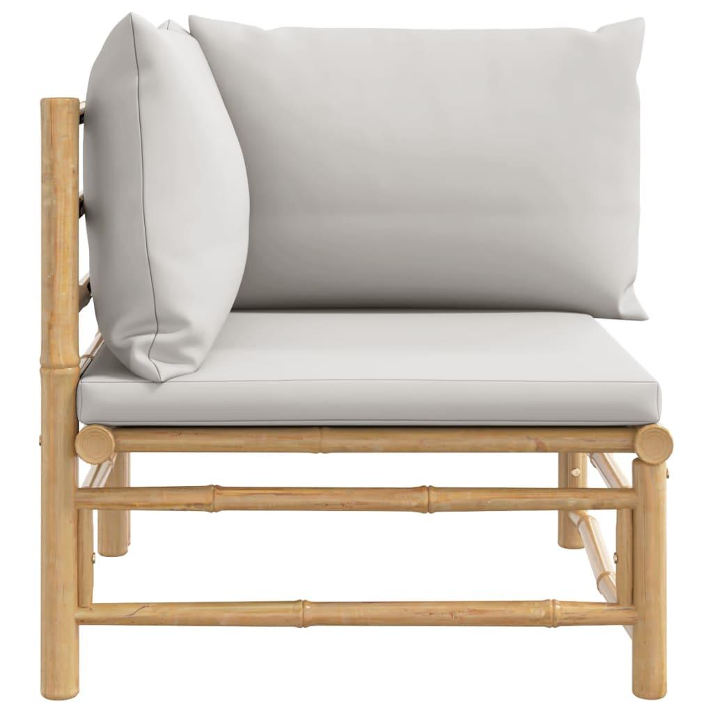Patio Corner Sofa with Light Gray Cushions Bamboo at Set Shop and Smile