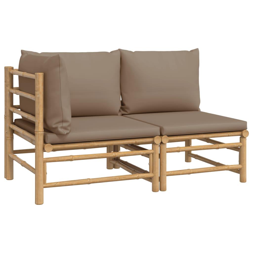 2 Piece Patio Lounge Set with Taupe Cushions Bamboo at Set Shop and Smile