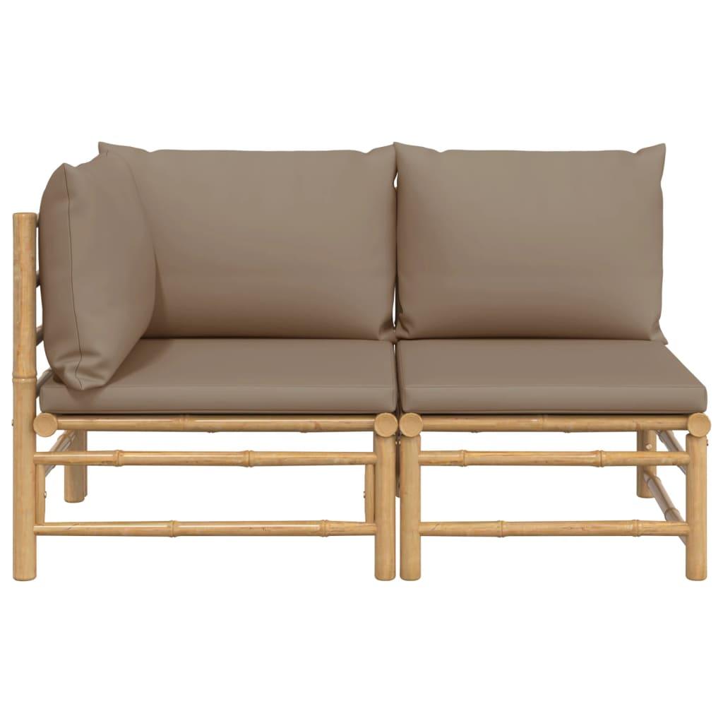 2 Piece Patio Lounge Set with Taupe Cushions Bamboo at Set Shop and Smile