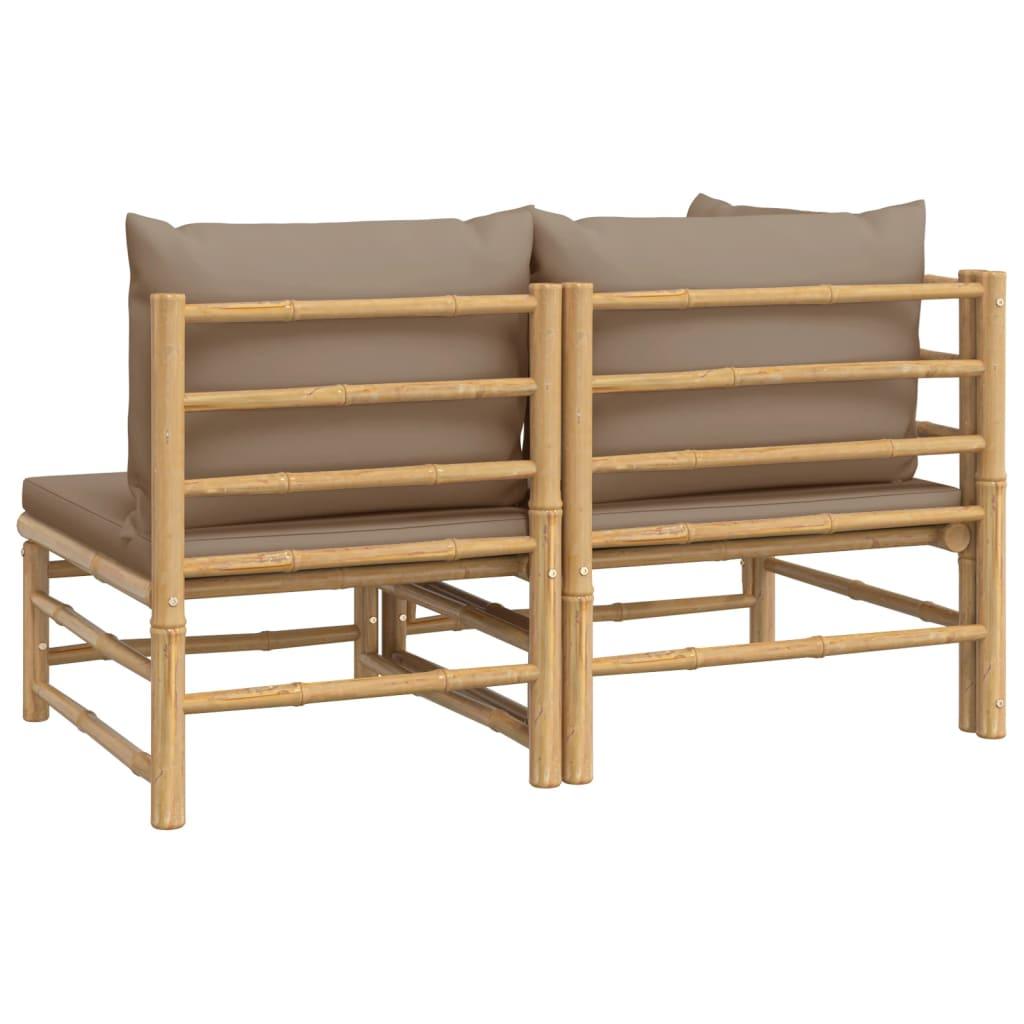 2 Piece Patio Lounge Set with Taupe Cushions Bamboo at Set Shop and Smile
