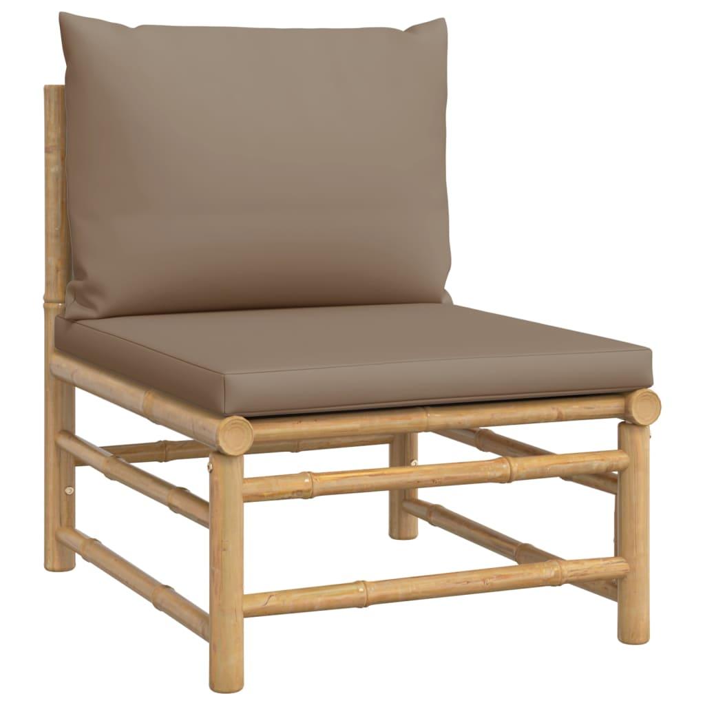 2 Piece Patio Lounge Set with Taupe Cushions Bamboo at Set Shop and Smile