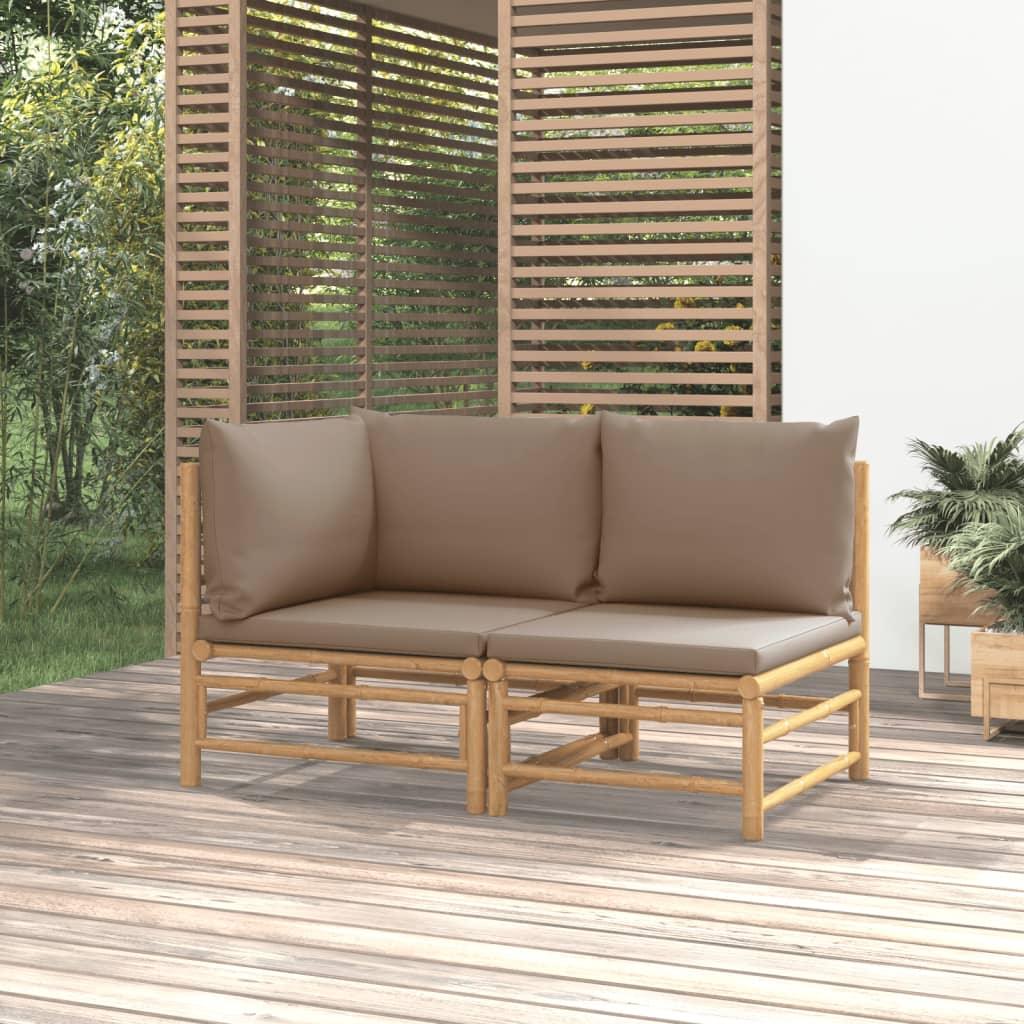 2 Piece Patio Lounge Set with Taupe Cushions Bamboo at Set Shop and Smile