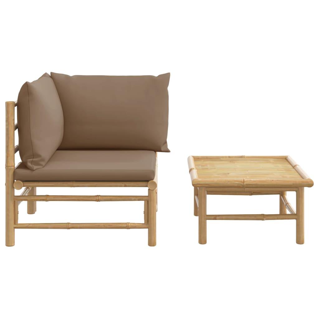 2 Piece Patio Lounge Set with Taupe Cushions Bamboo at Set Shop and Smile