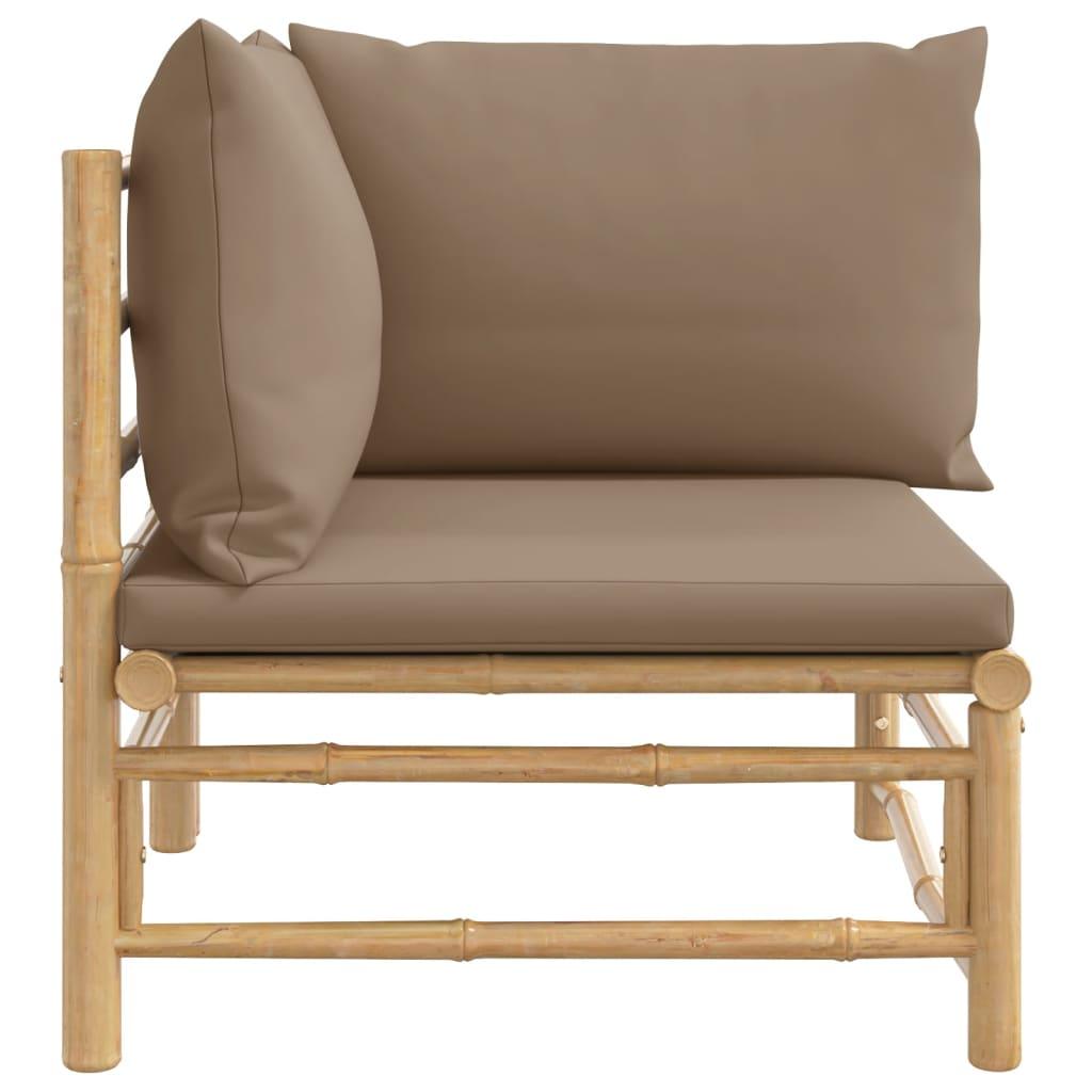 Patio Corner Sofa with Taupe Cushions Bamboo at Set Shop and Smile