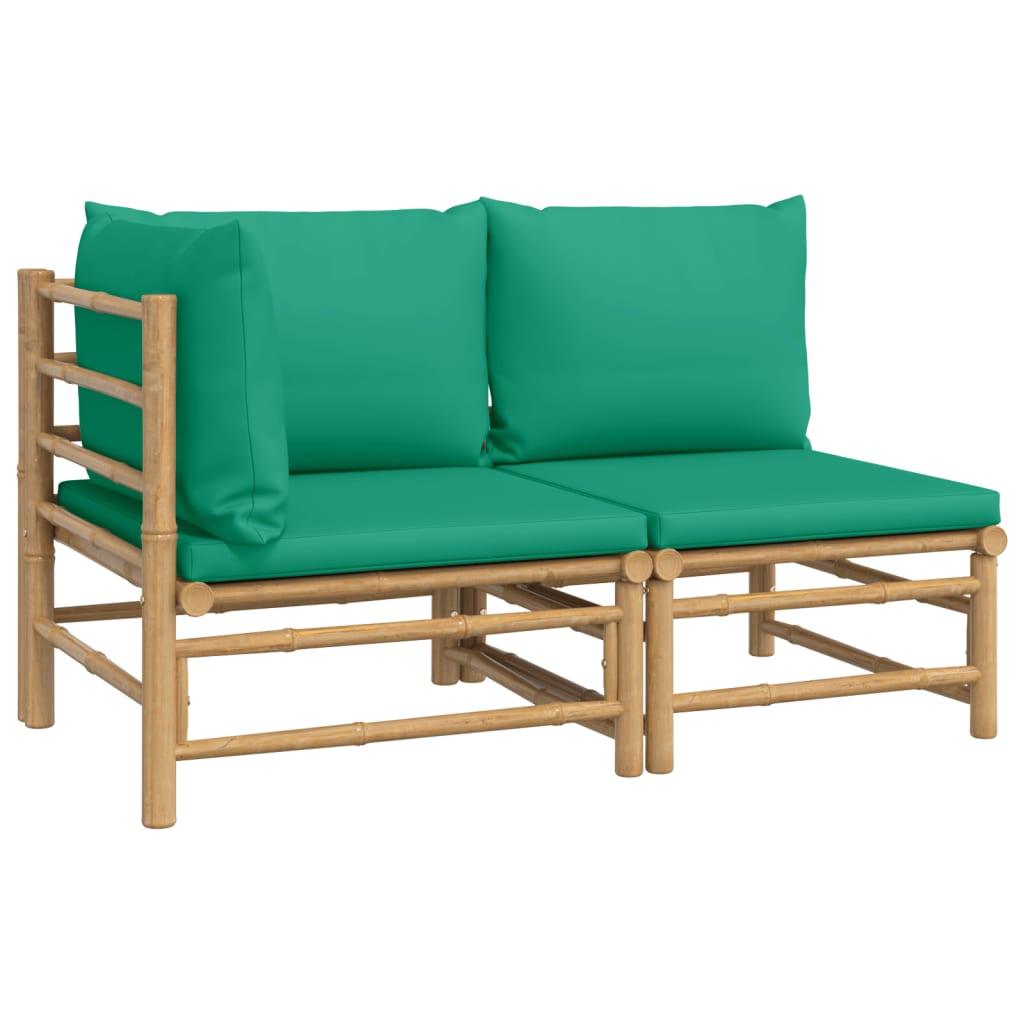 2 Piece Patio Lounge Set with Green Cushions Bamboo at Set Shop and Smile