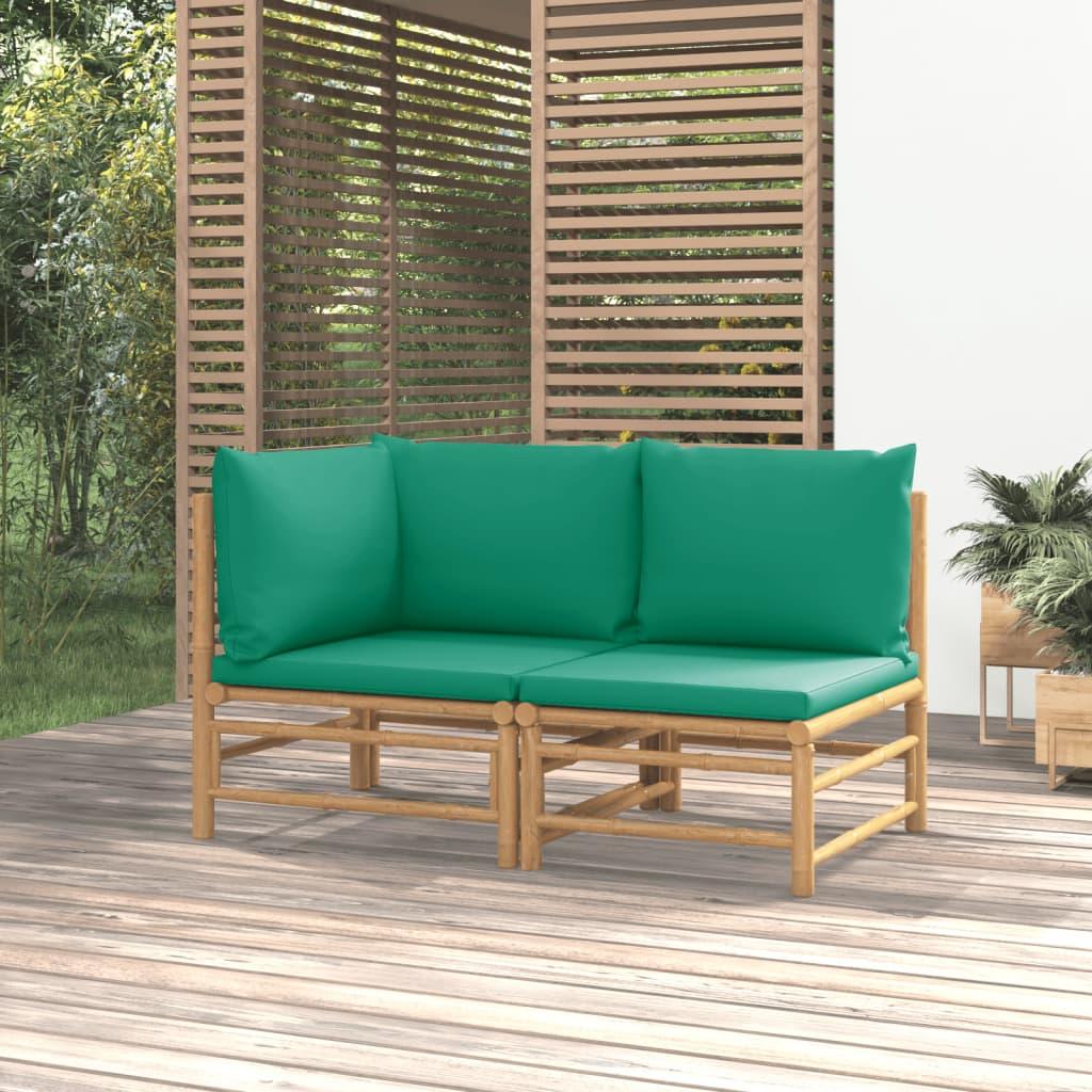 2 Piece Patio Lounge Set with Green Cushions Bamboo at Set Shop and Smile