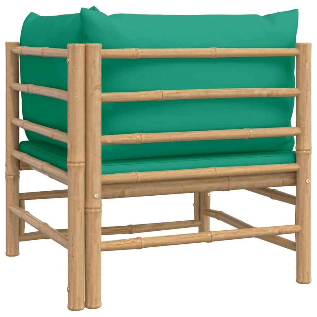 Patio Corner Sofa with Green Cushions Bamboo at Set Shop and Smile