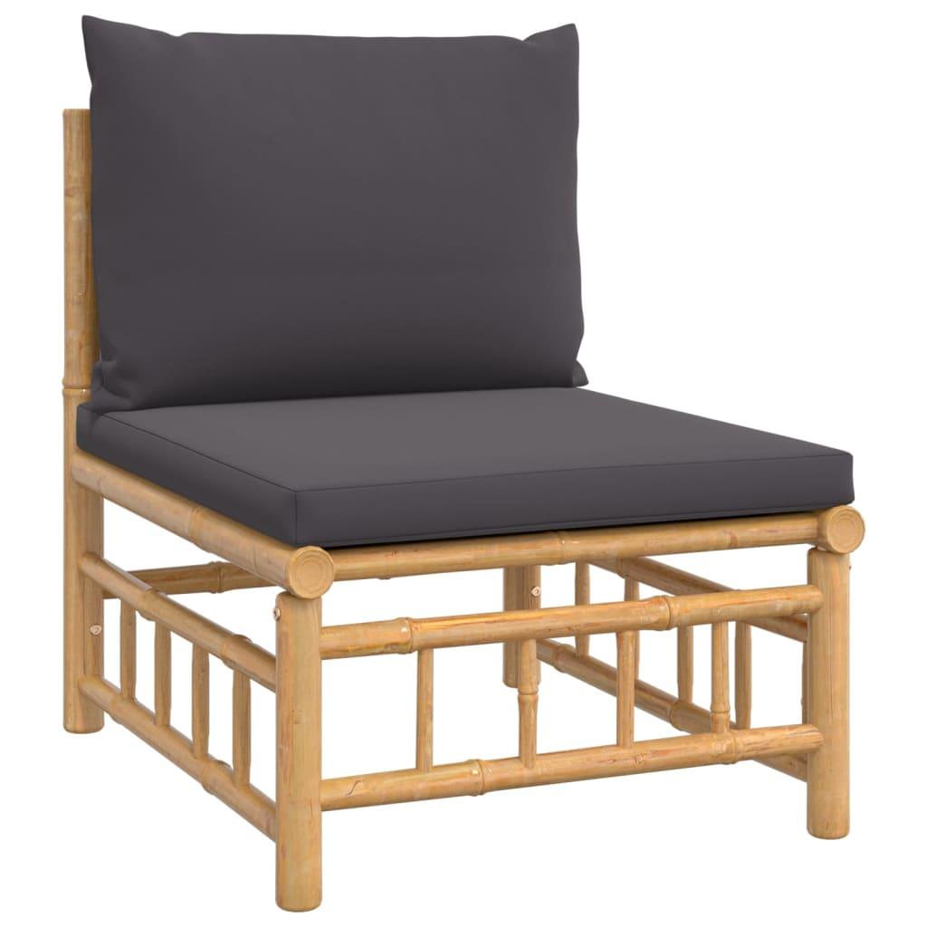 Patio Middle Sofa with Dark Gray Cushions Bamboo at Set Shop and Smile