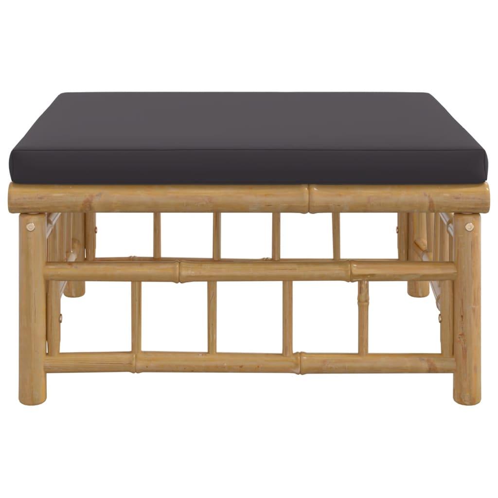 Patio Footstool with Dark Gray Cushion Bamboo at Set Shop and Smile