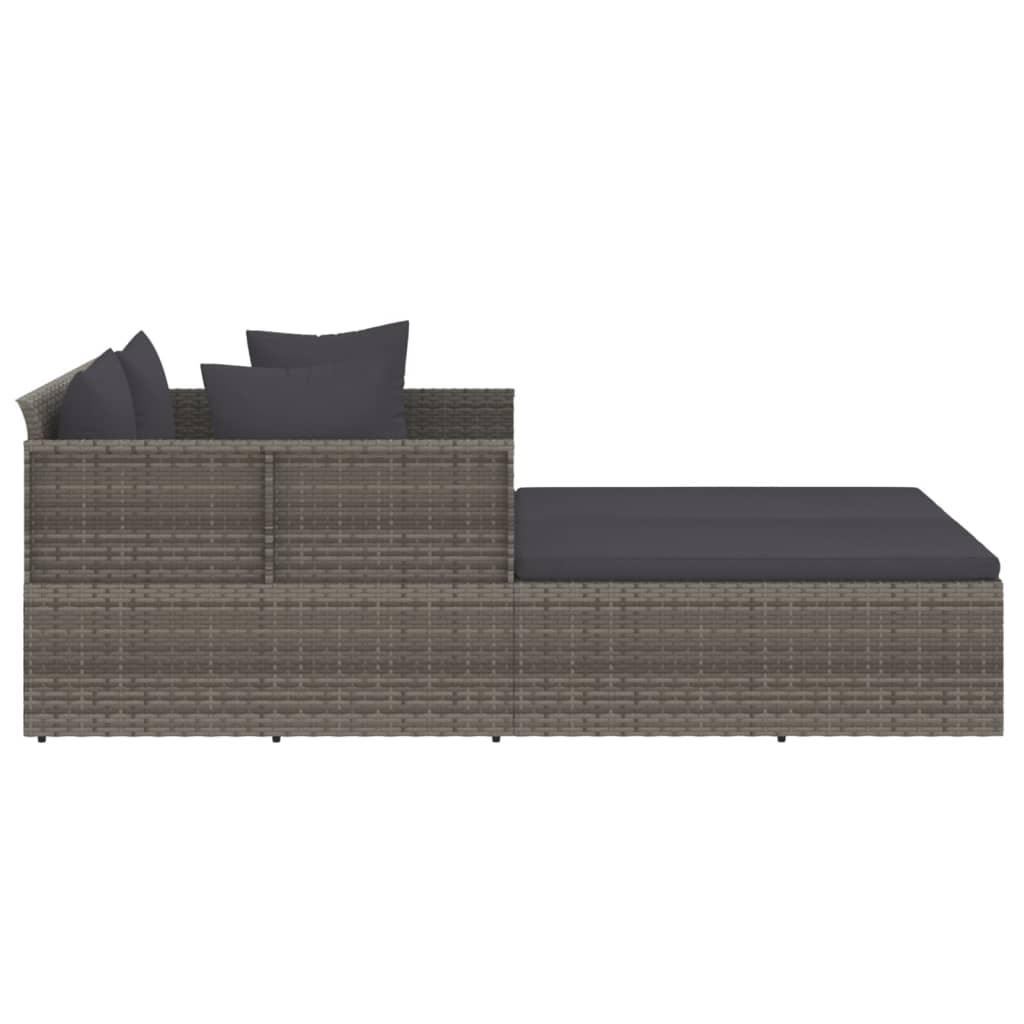 Sunbed with Cushions Gray 71.7"x46.5"x24.8" Poly Rattan at Set Shop and Smile