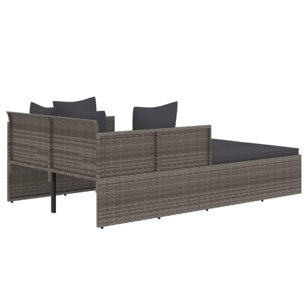 Sunbed with Cushions Gray 71.7"x46.5"x24.8" Poly Rattan at Set Shop and Smile