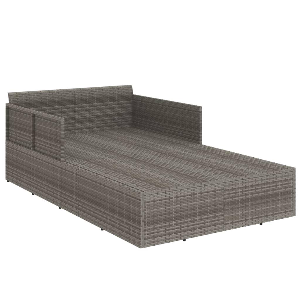 Sunbed with Cushions Gray 71.7"x46.5"x24.8" Poly Rattan at Set Shop and Smile