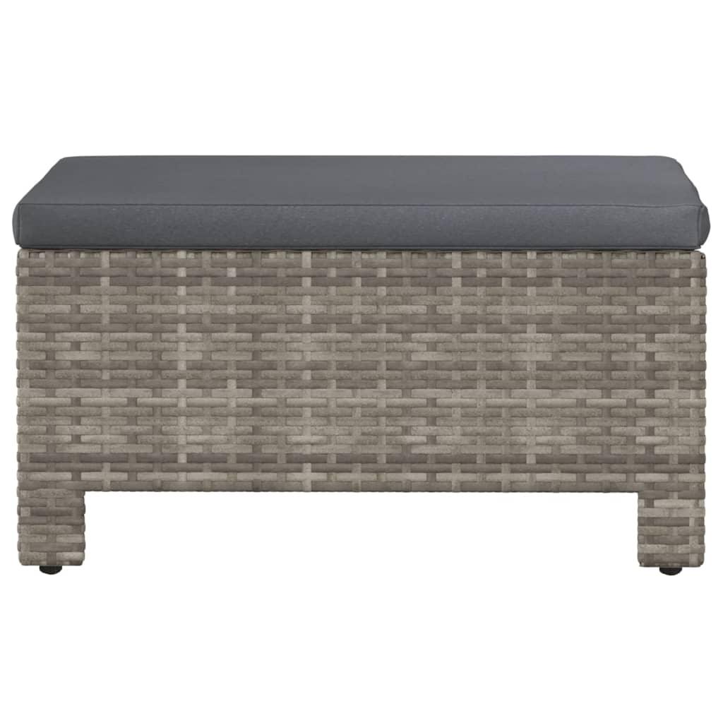 Patio Footrest with Cushion Gray Poly Rattan at Set Shop and Smile