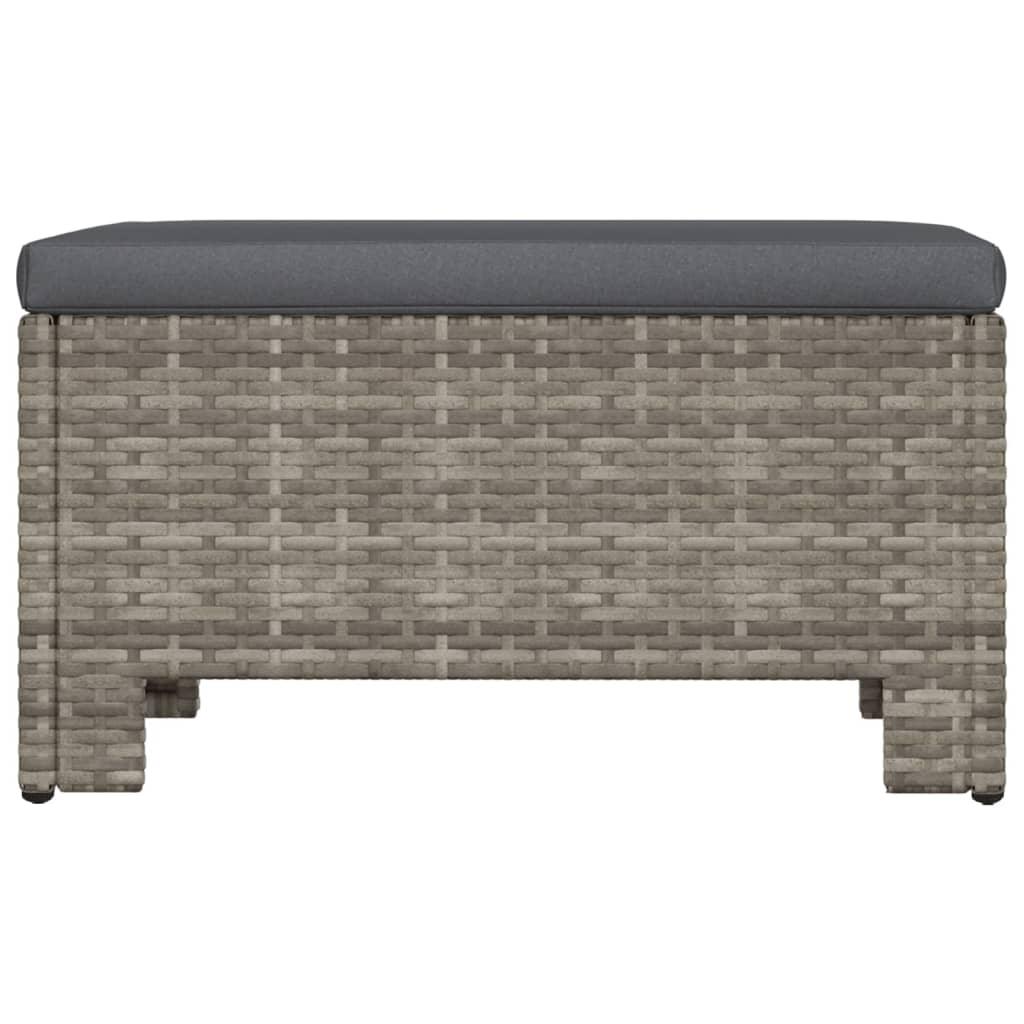 Patio Footrest with Cushion Gray Poly Rattan at Set Shop and Smile