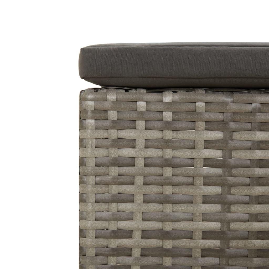 Patio Footrest with Cushion Gray Poly Rattan at Set Shop and Smile