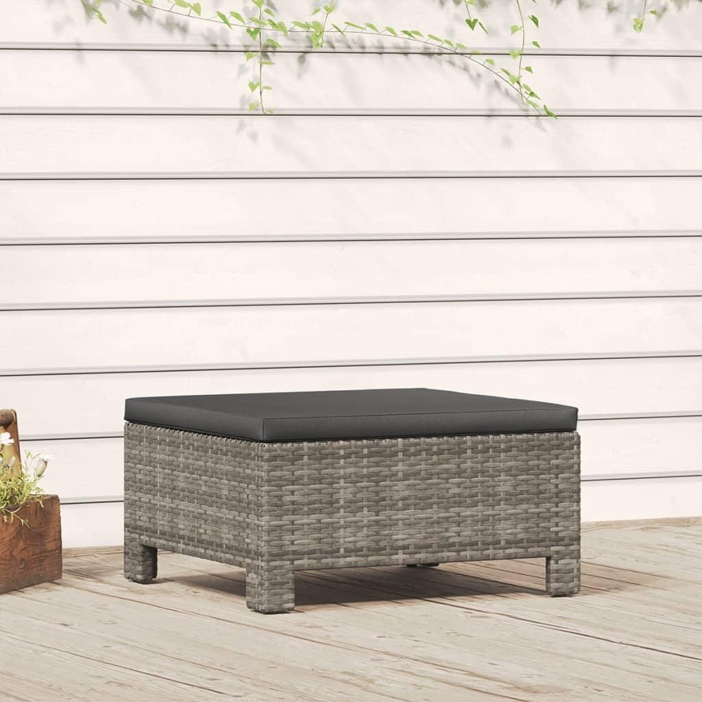 Patio Footrest with Cushion Gray Poly Rattan at Set Shop and Smile