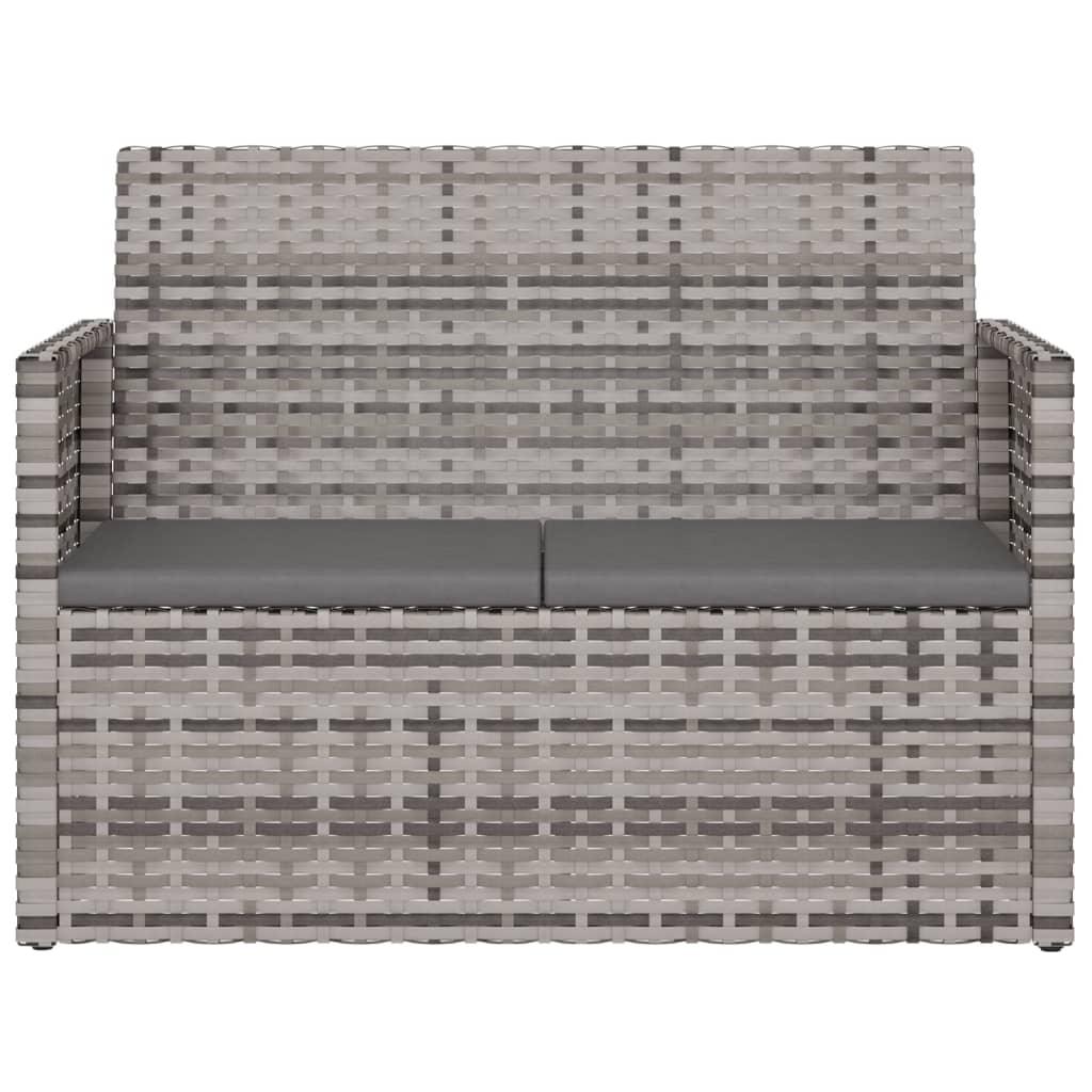Patio Bench with Cushions Gray 41.3" Poly Rattan at Set Shop and Smile