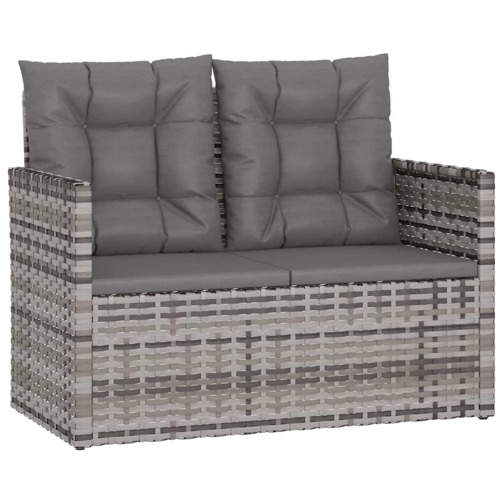 Patio Bench with Cushions Gray 41.3" Poly Rattan at Set Shop and Smile