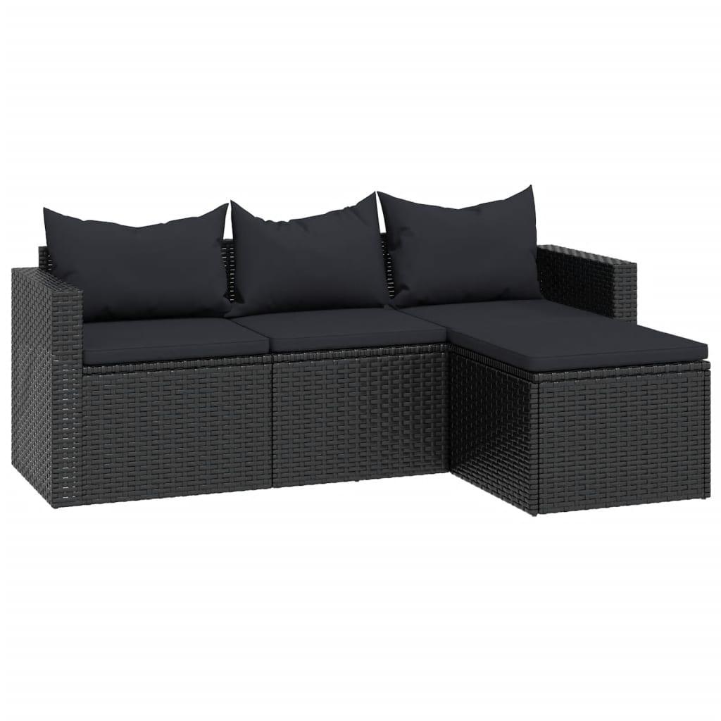 Patio Lounge Set Black Poly Rattan at Set Shop and Smile