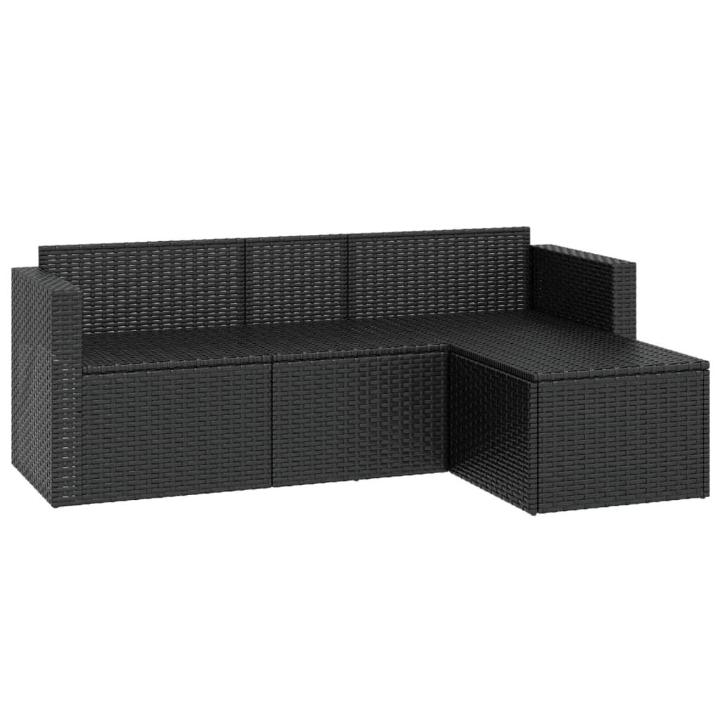 Patio Lounge Set Black Poly Rattan at Set Shop and Smile