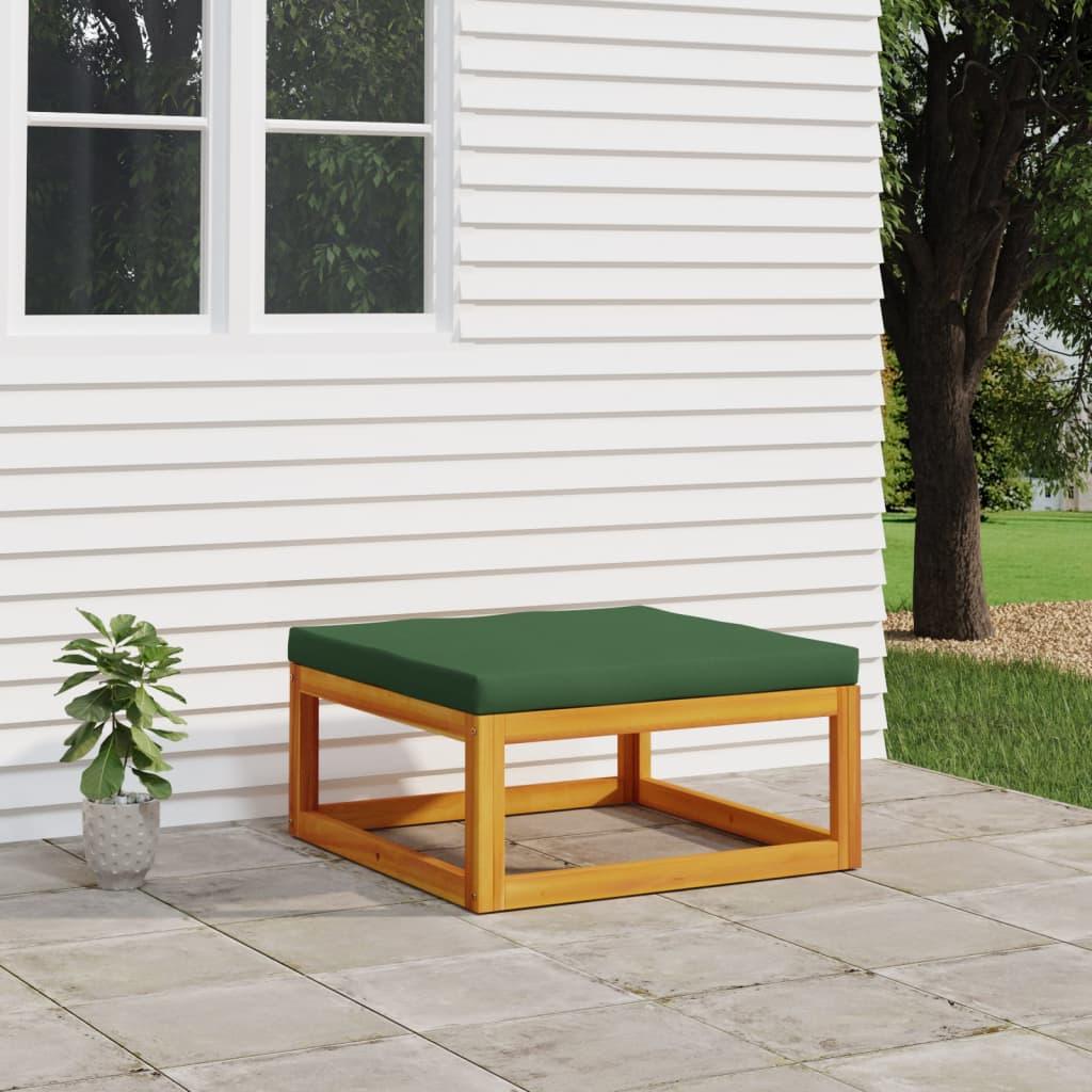 Patio Footrest with Green Cushion Solid Wood Acacia at Set Shop and Smile