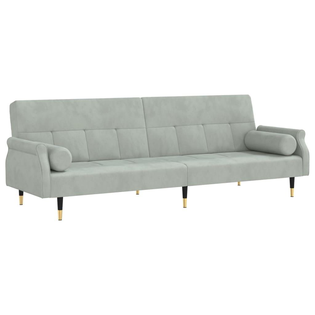 Sofa Bed with Cushions Light Gray Velvet at Set Shop and Smile