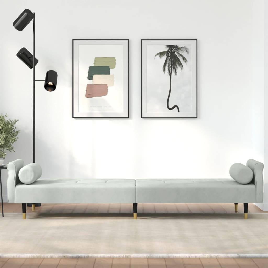 Sofa Bed with Cushions Light Gray Velvet at Set Shop and Smile