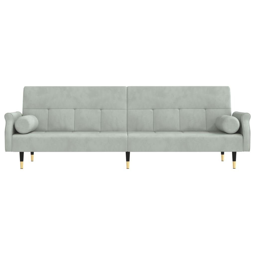 Sofa Bed with Cushions Light Gray Velvet at Set Shop and Smile