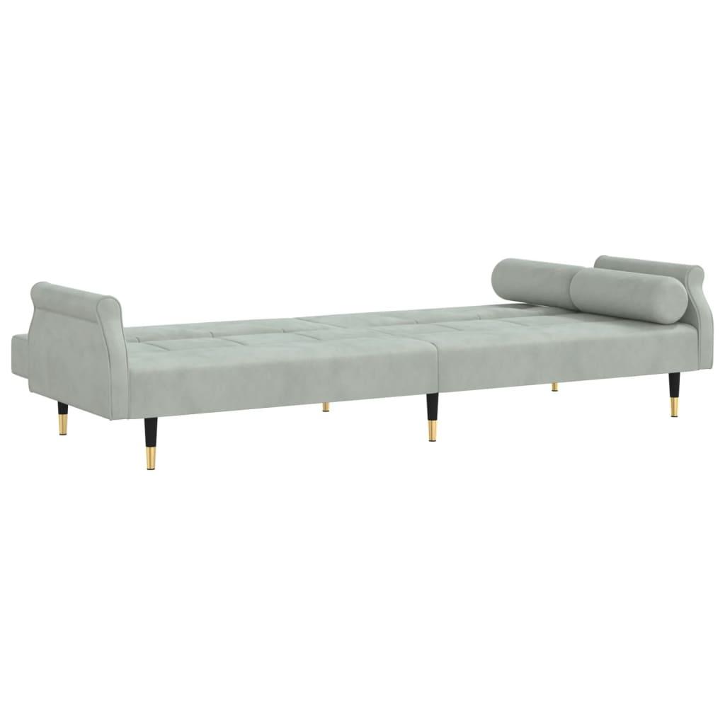 Sofa Bed with Cushions Light Gray Velvet at Set Shop and Smile