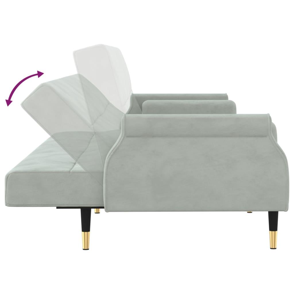 Sofa Bed with Cushions Light Gray Velvet at Set Shop and Smile