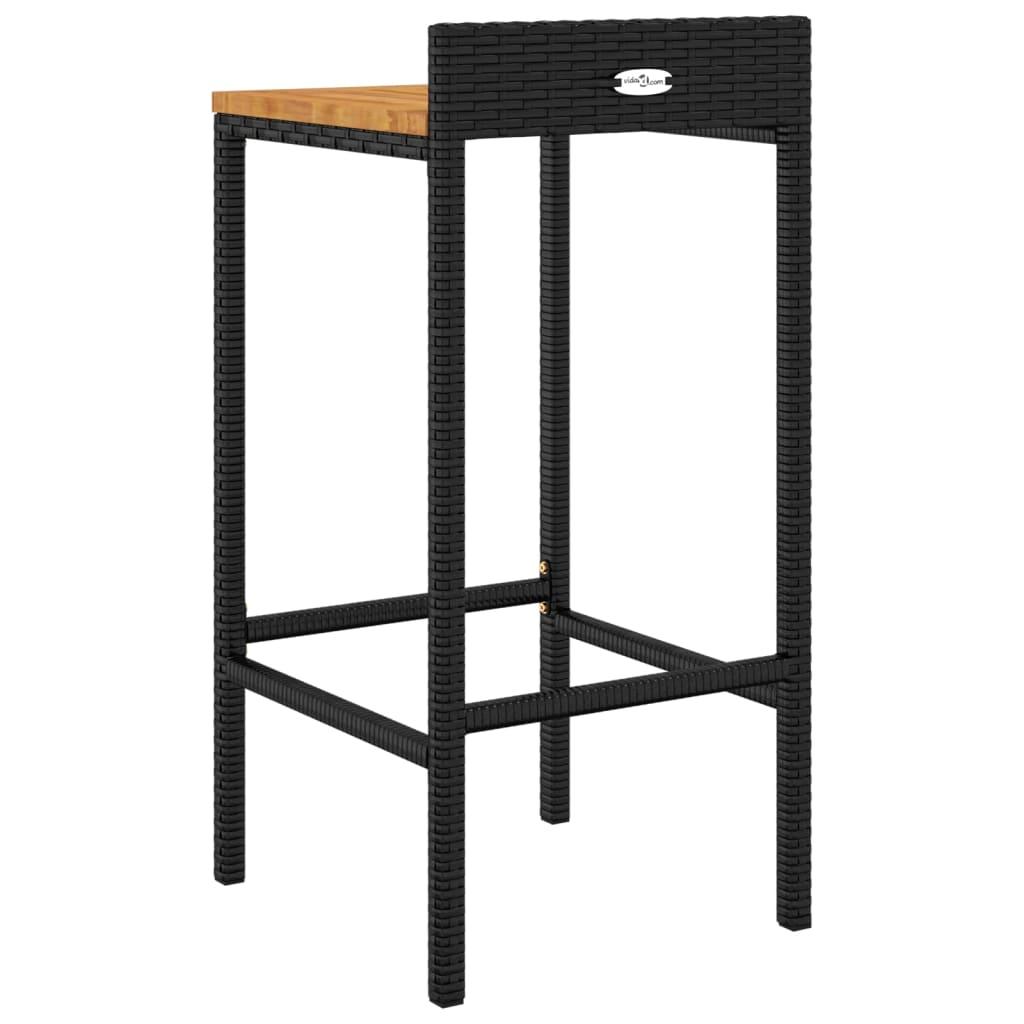 Bar Stools 4 pcs Black Poly Rattan and Solid Wood Acacia at Set Shop and Smile