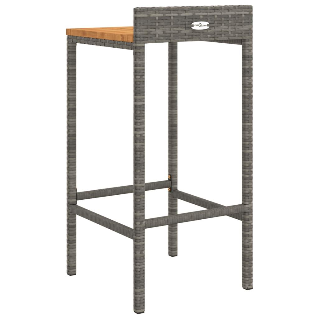 Bar Stools 4 pcs Gray Poly Rattan and Solid Wood Acacia at Set Shop and Smile