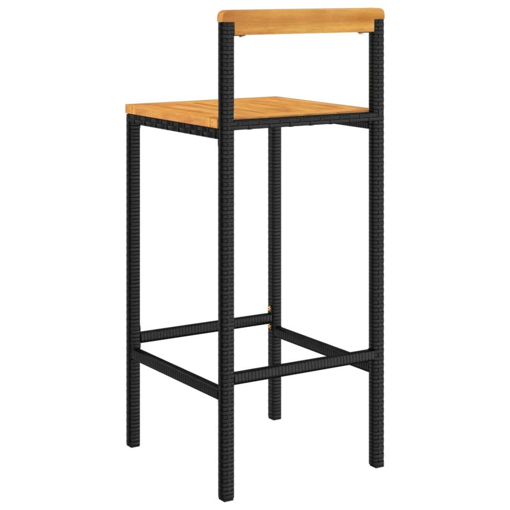 Bar Stools 4 pcs Black Poly Rattan and Solid Wood Acacia at Set Shop and Smile