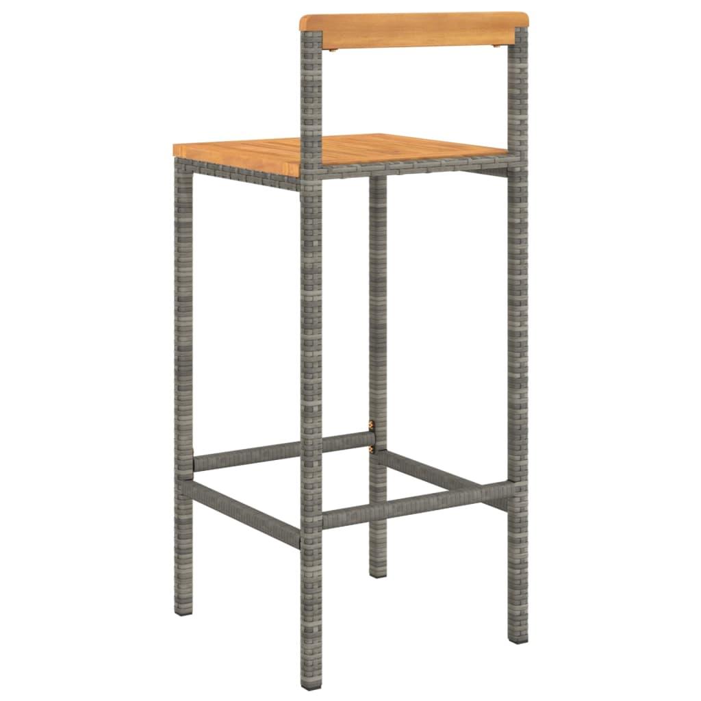 Bar Stools 4 pcs Gray Poly Rattan and Solid Wood Acacia at Set Shop and Smile