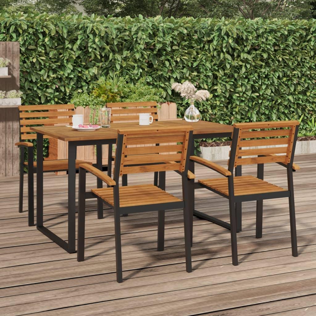 Patio Table with U-shaped Legs 55.1"x31.5"x29.5" Solid Wood Acacia at Set Shop and Smile